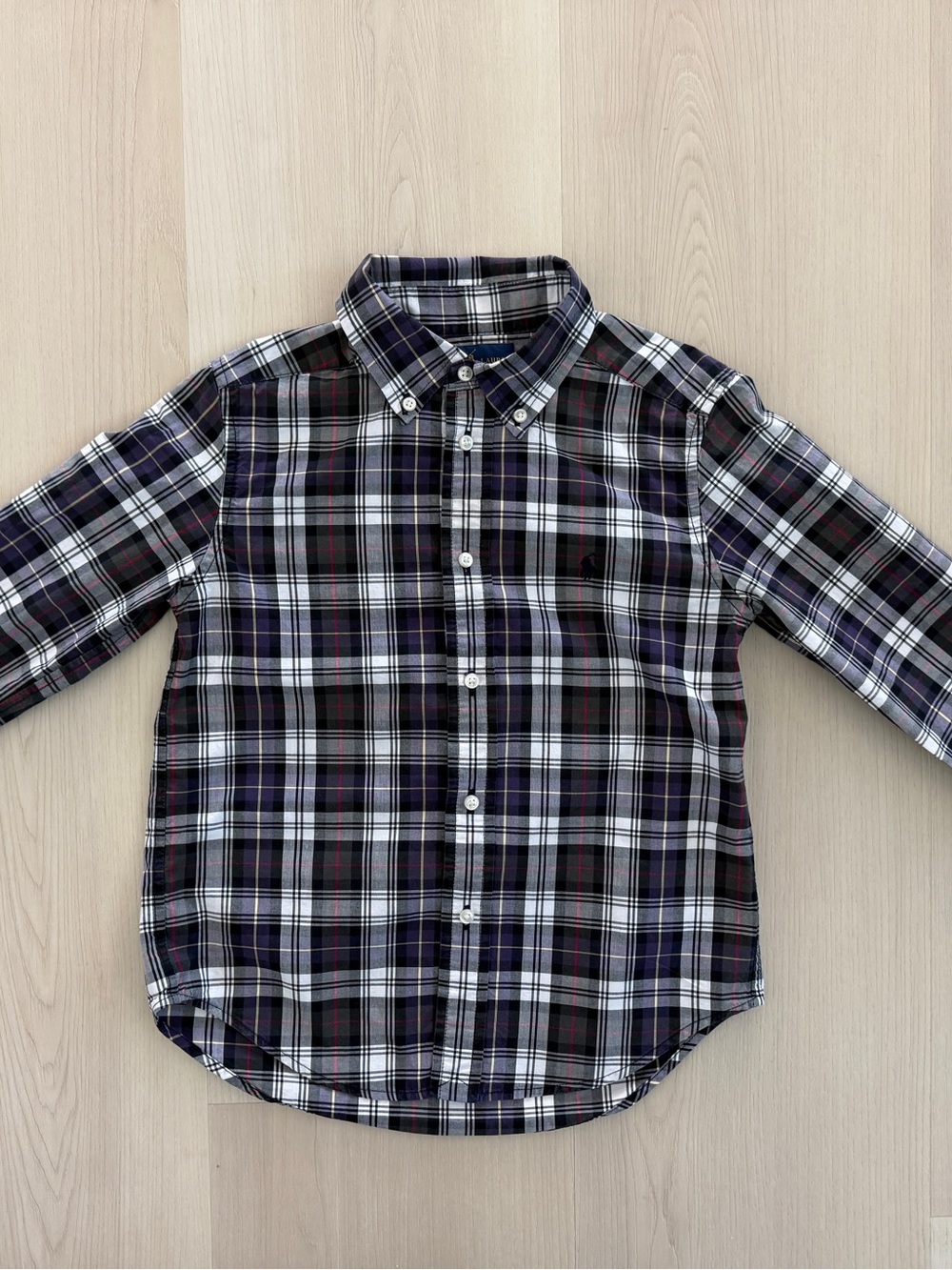 Ralph Lauren Boys Fall Plaid Button-Down Shirt in Navy, White, Burgendy & Gray